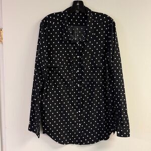 Kut from the Kloth Black & White Polka Dot Button Down Top Size XL
